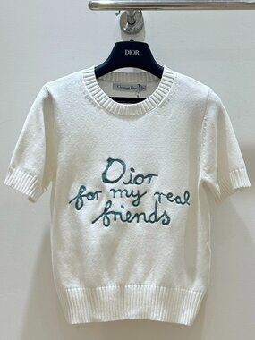 💎Dior high-end letter embroidered round neck knitted short sleeves💎